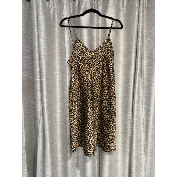 Vintage Gillian O'malley Cheetah Leopard Print Satin Slip Dress Medium - Picture 2 of 5